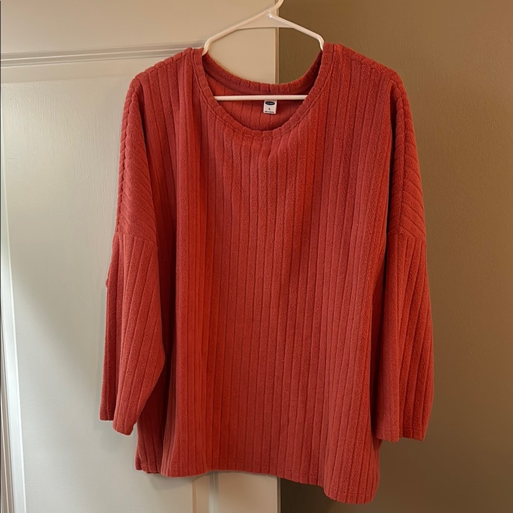 Old Navy Pink 3/4 Sleeve Ribbed Blouse